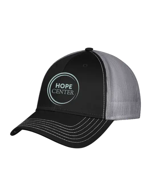 Black & Grey Mesh Trucker Cap Snap Back w/Hope Center Logo