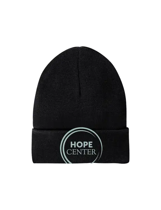 Recycled Black Beanie w/Hope Center Logo