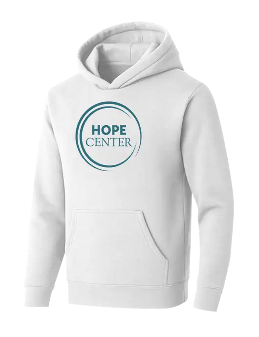 BELLA+CANVAS Heathered White Sponge Fleece Pullover Hoodie w/Hope Center Logo