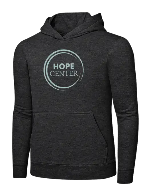 Dark Heather Grey 7.8 oz Ring Spun Hooded Sweatshirt w/Hope Center Logo