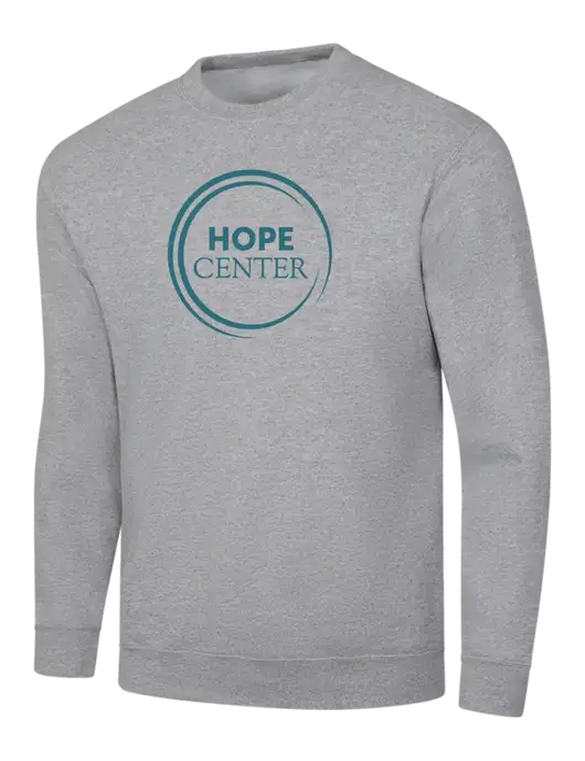 Light Grey Heather 7.8 oz Ring Spun Crew Sweatshirt w/Hope Center Logo
