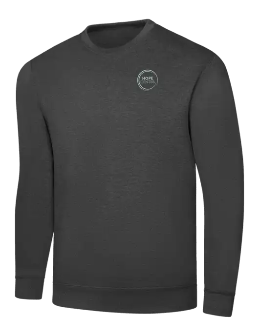 Dark Heather Grey 7.8 oz Ring Spun Crew Sweatshirt w/Hope Center Logo