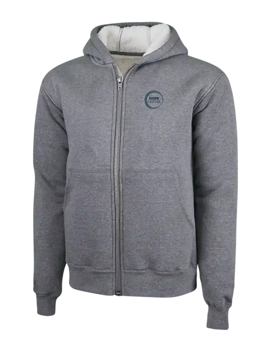 Cornerstone Grey Heather Heavyweight Sherpa Lined Hooded Fleece Jacket w/Hope Center Logo