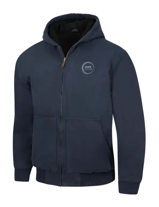 CornerStone Navy Washed Duck Cloth Insulated Hooded Work Jacket w/Hope Center Logo