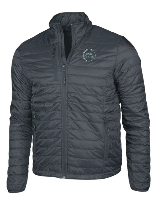 Dark Grey Puffy Packable Jacket w/Hope Center Logo