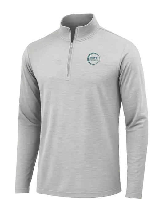 Light Grey Heather Posicharge Tri-Blend Wicking 1/4 Zip Pullover w/Hope Center Logo