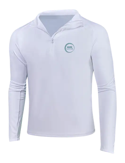 White Sport Wick Stretch 1/4 Zip Pullover w/Hope Center Logo