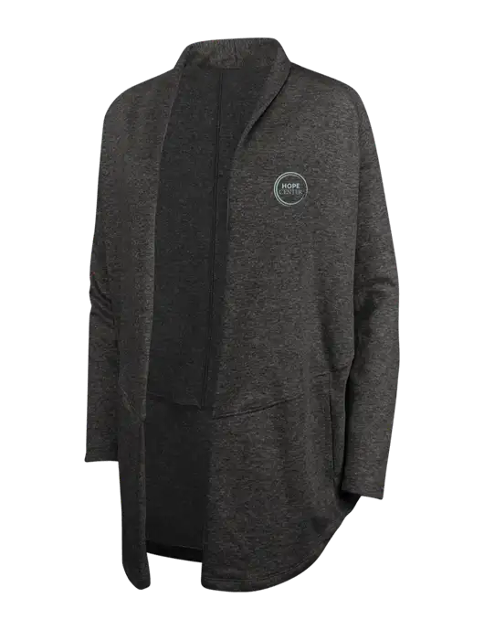 Charcoal Heather/ Medium Heather Grey Womens Interlock Cardigan w/Hope Center Logo