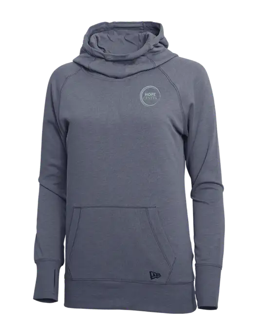 New Era True Navy Heather Womens Tri-Blend Fleece Pullover Hoodie w/Hope Center Logo