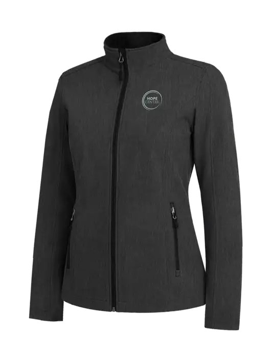 Black Charcoal Heather Womens Core Soft Shell Jacket w/Hope Center Logo