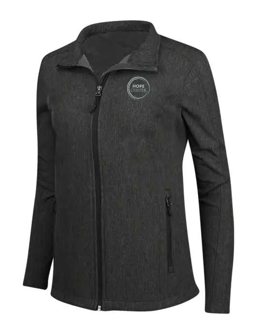 Black Charcoal Heather Womens Core Soft Shell Jacket w/Hope Center Logo
