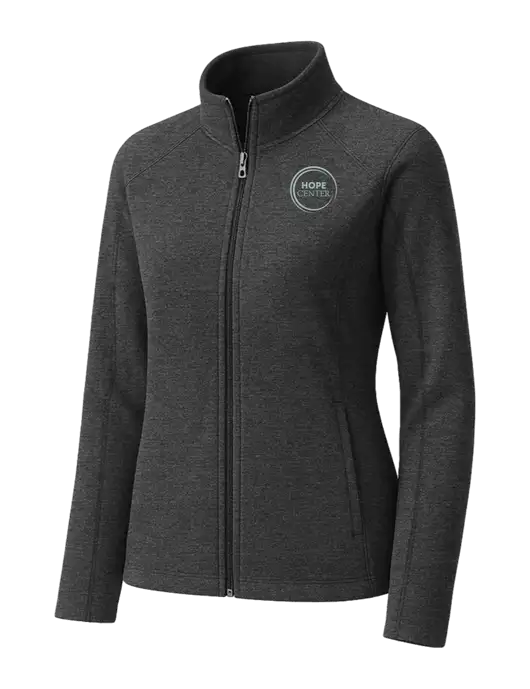 Charcoal Womens Heather Microfleece Full-Zip Jacket w/Hope Center Logo