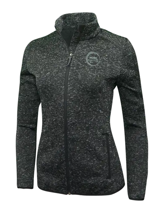 Black Heather Womens Sweater Fleece Jacket w/Hope Center Logo