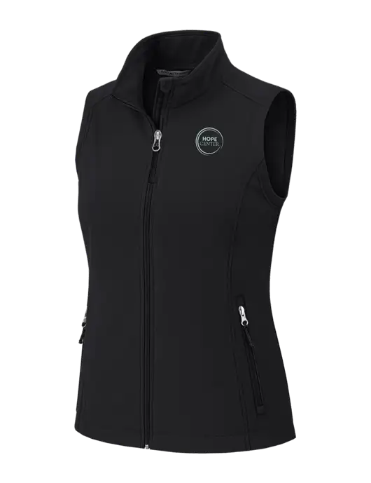 Black Womens Core Soft Shell Vest w/Hope Center Logo