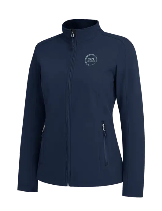 Navy Womens Core Soft Shell Jacket w/Hope Center Logo