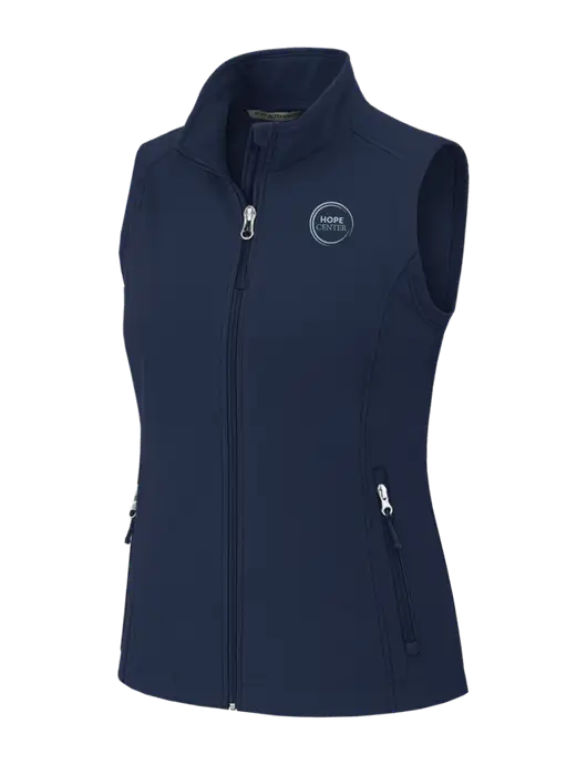 Navy Womens Core Soft Shell Vest w/Hope Center Logo