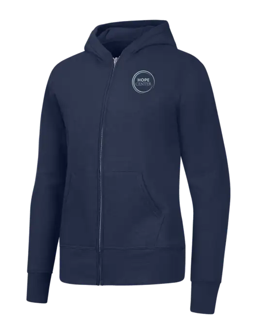 Navy Womens Core Fleece Full-Zip Hooded Sweatshirt w/Hope Center Logo