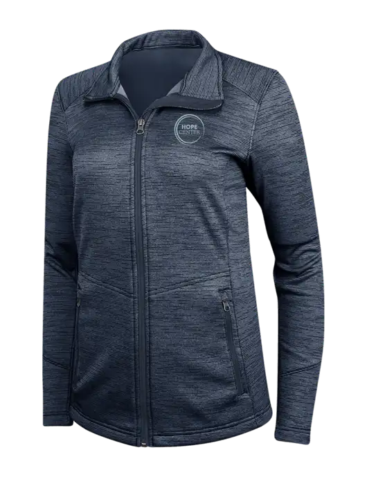 Navy Womens Digi Stripe Fleece Jacket w/Hope Center Logo