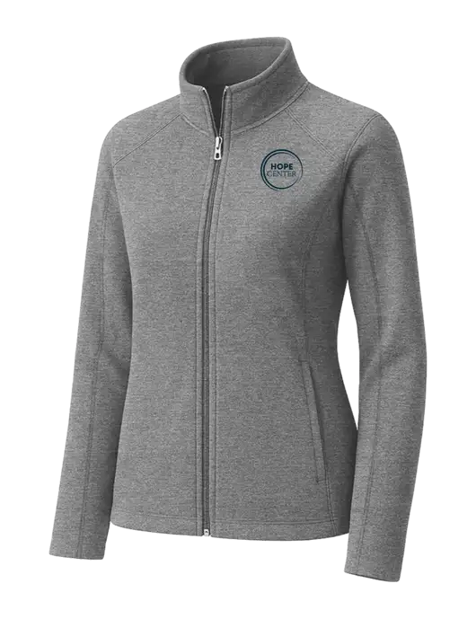 Medium Grey Womens Heather Microfleece Full-Zip Jacket w/Hope Center Logo