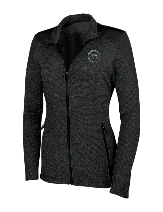 Womens Black Grid Fleece Jacket w/Hope Center Logo