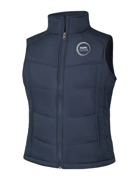  Womens Dark Slate/Black Puffy Vest w/Hope Center Logo